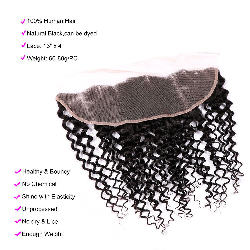 Natural Kinky Curly Hair  Bundles With Frontal 13x4 Lace Brazilian Remy Hair Bundles for Black Women
