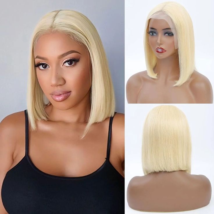 613 Blonde Bob Wig  13x4 Lace Frontal  Wig Straight Brazilian Human Hair Lace Front Wigs For Women