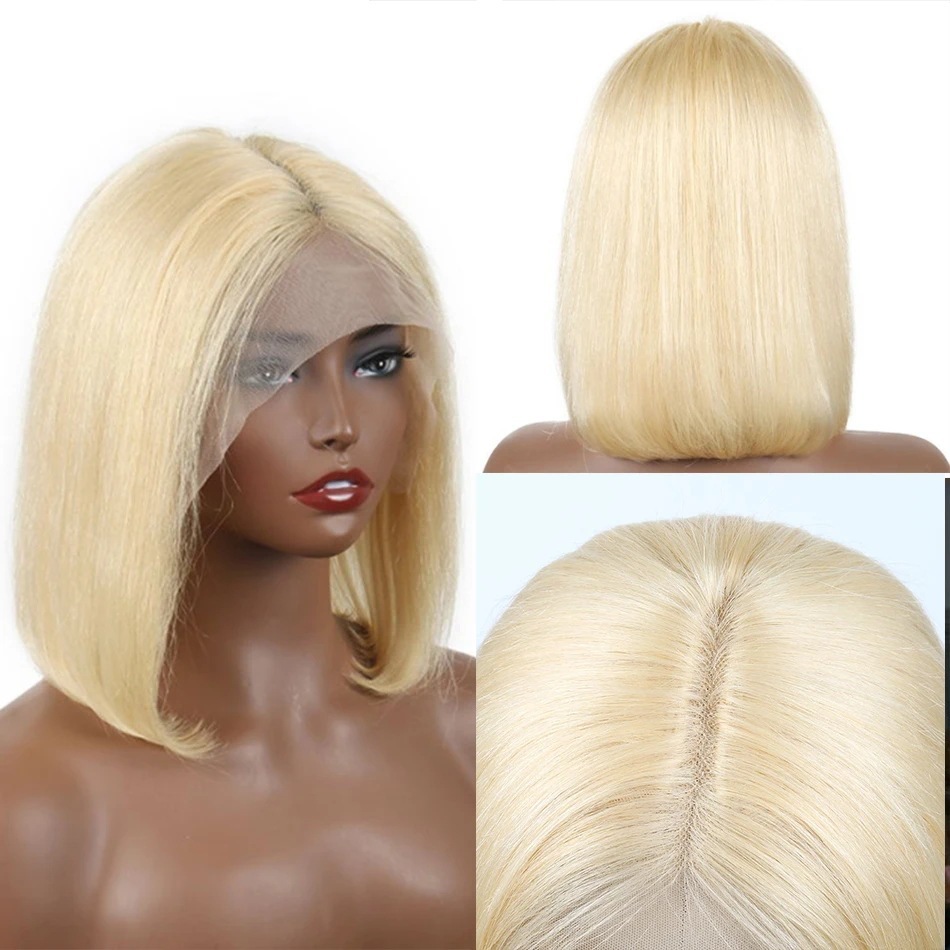 613 Blonde Bob Wig  13x4 Lace Frontal  Wig Straight Brazilian Human Hair Lace Front Wigs For Women