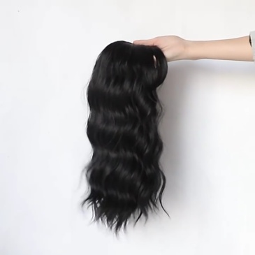 16 inch Wavy Synthetic  Hair Toppers With Bangs Hair Topper With Bangs Clip In Synthetic Hair Pieces For Women