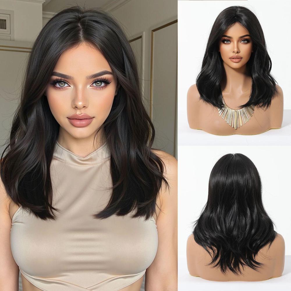 Straight Synthetic Layered Wig  Machine Made Fiber Wigs with Bangs Blonde Cosplay Party Wigs for Women Heat Resistant Wigs