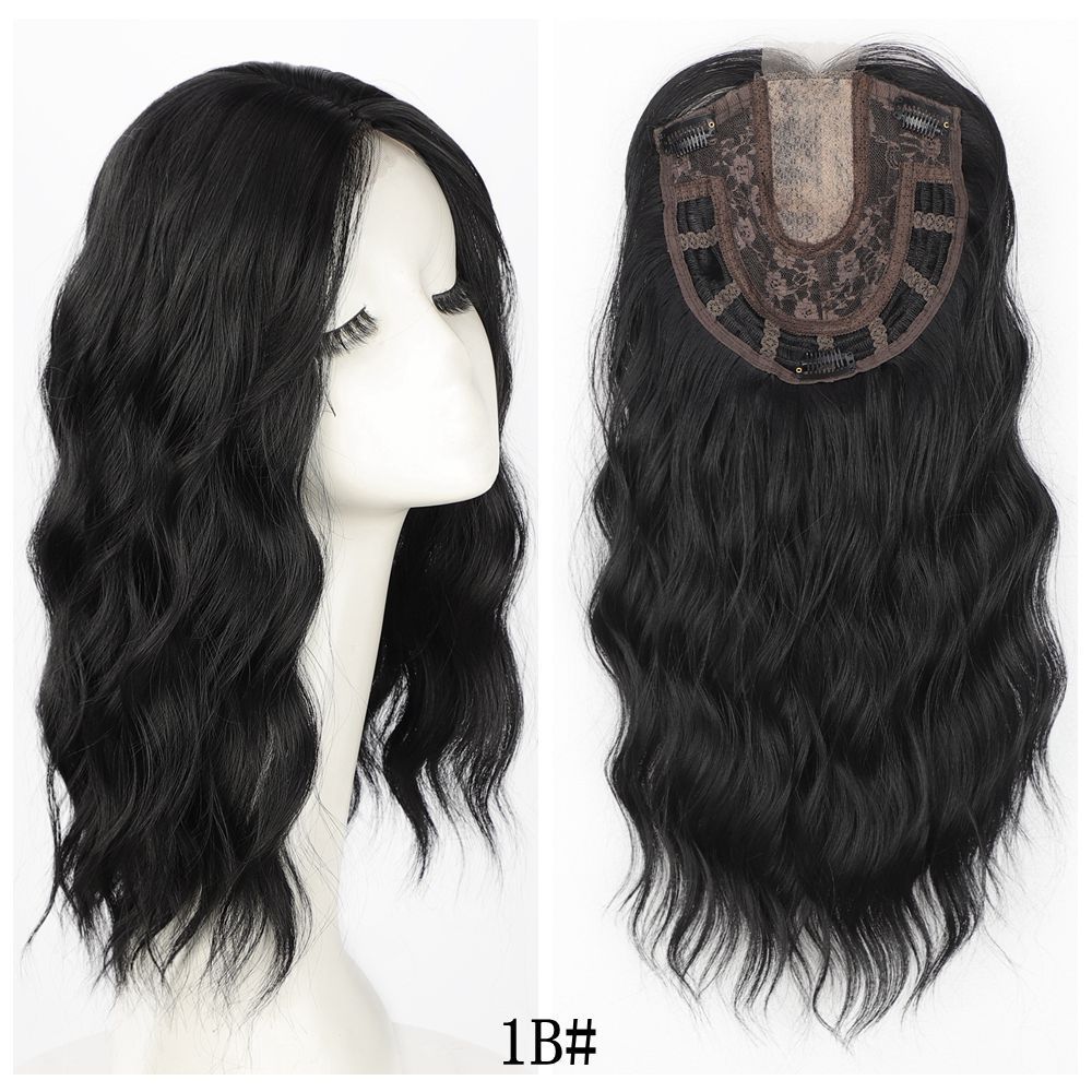 16 inch Wavy Synthetic  Hair Toppers With Bangs Hair Topper With Bangs Clip In Synthetic Hair Pieces For Women