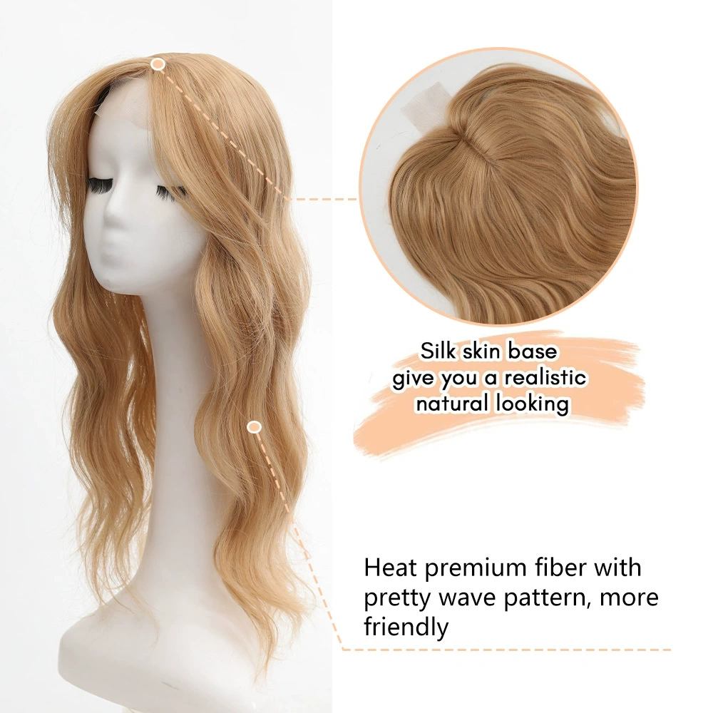 22 inch Long Wavy Synthetic Hair Topper Wigs Wavy Hairpin Clip On Top Topper For  Woman's Head Hair Extension Piece