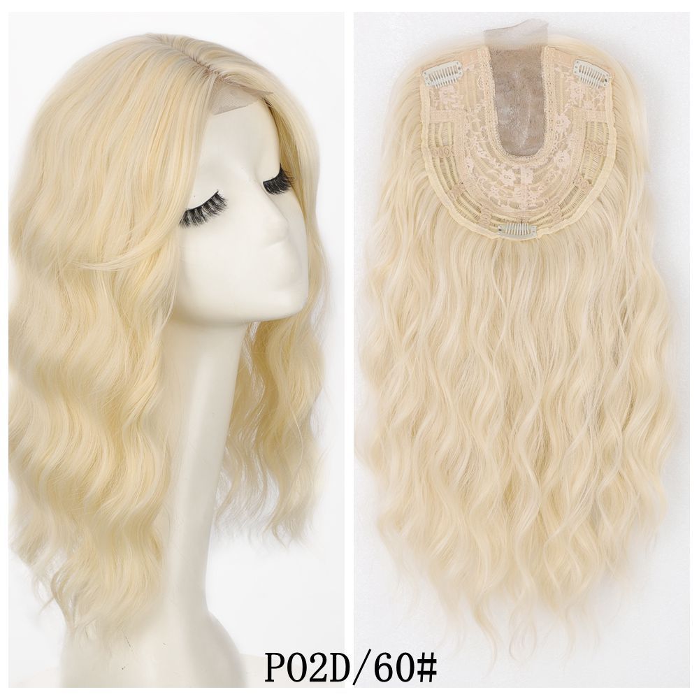 16 inch Wavy Synthetic  Hair Toppers With Bangs Hair Topper With Bangs Clip In Synthetic Hair Pieces For Women