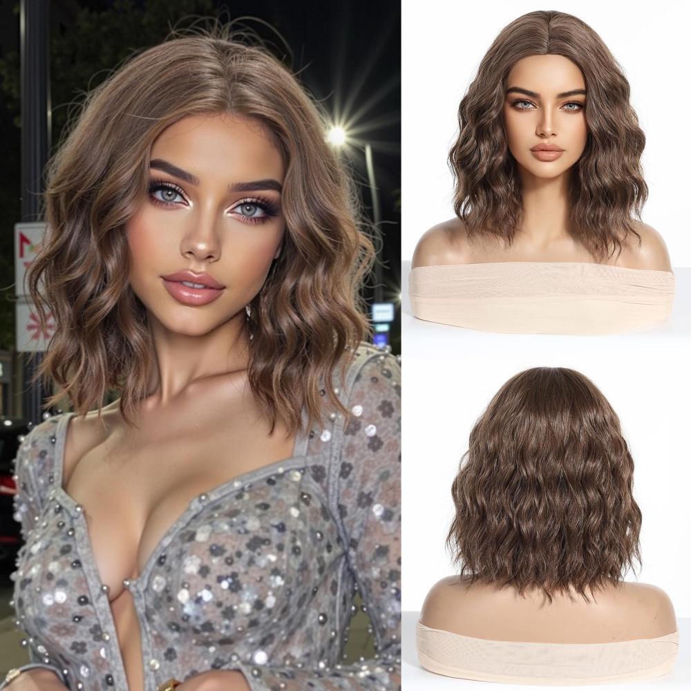 Straight Synthetic Layered Wig  Machine Made Fiber Wigs with Bangs Blonde Cosplay Party Wigs for Women Heat Resistant Wigs