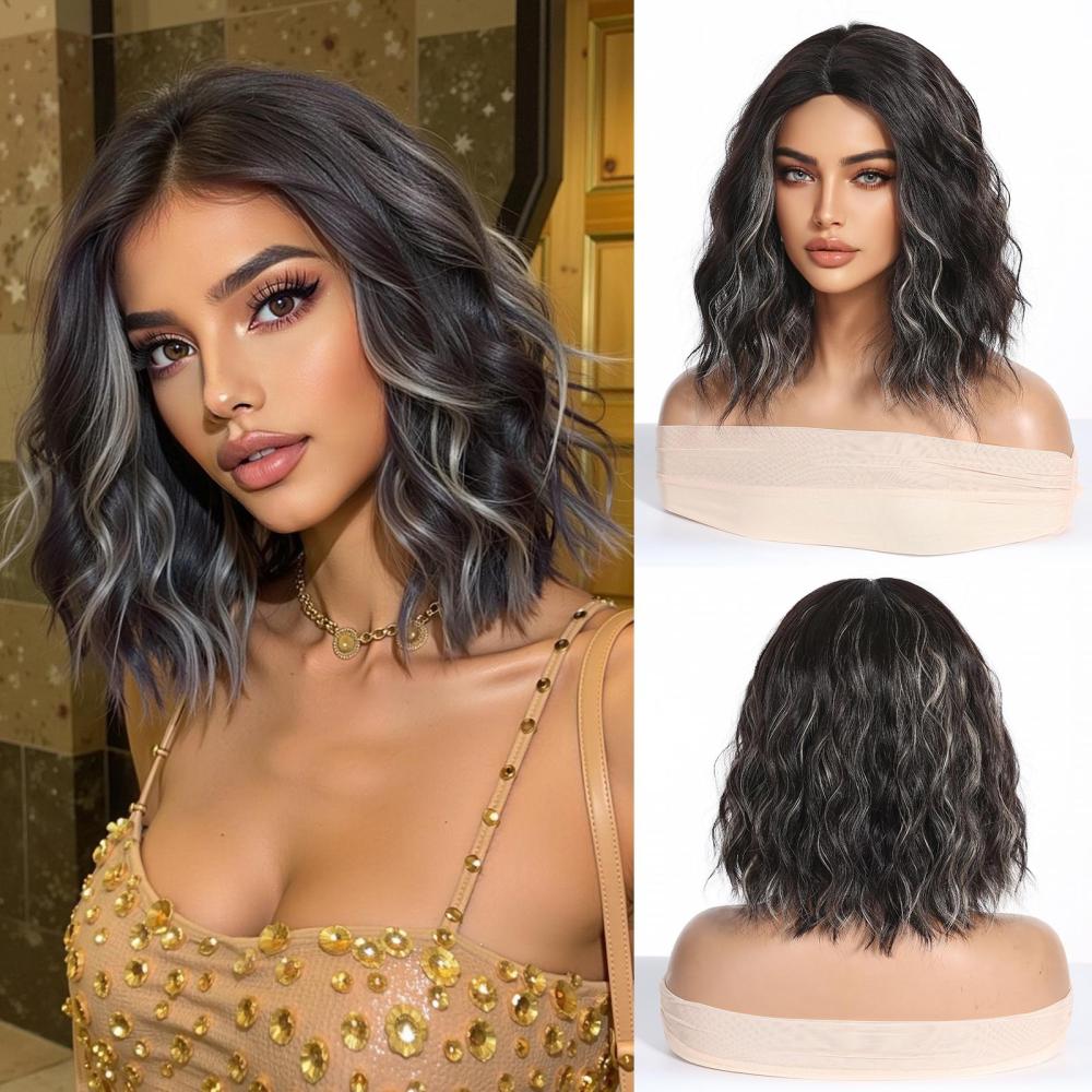 Straight Synthetic Layered Wig  Machine Made Fiber Wigs with Bangs Blonde Cosplay Party Wigs for Women Heat Resistant Wigs