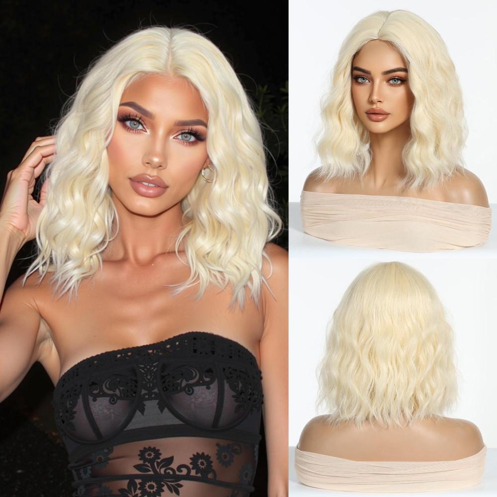 Straight Synthetic Layered Wig  Machine Made Fiber Wigs with Bangs Blonde Cosplay Party Wigs for Women Heat Resistant Wigs