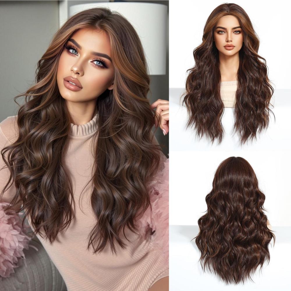 Straight Synthetic Layered Wig  Machine Made Fiber Wigs with Bangs Blonde Cosplay Party Wigs for Women Heat Resistant Wigs