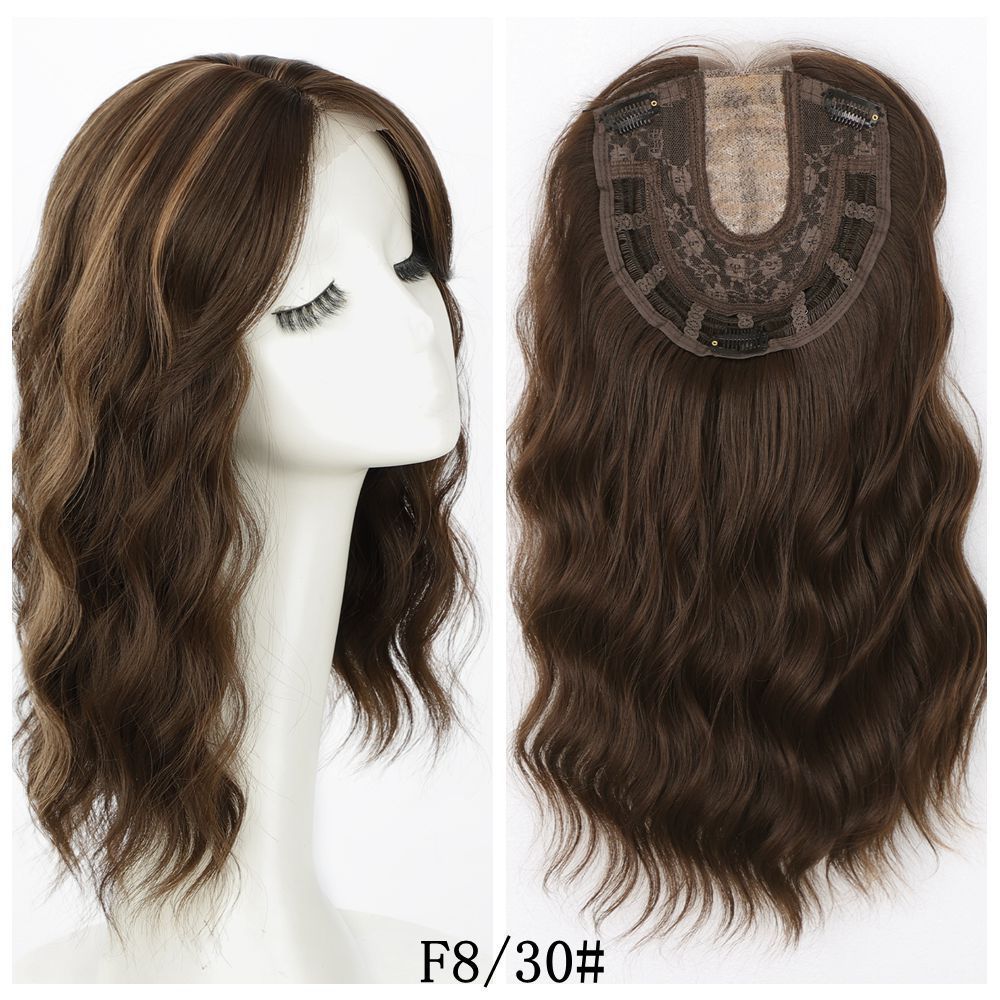 16 inch Wavy Synthetic  Hair Toppers With Bangs Hair Topper With Bangs Clip In Synthetic Hair Pieces For Women