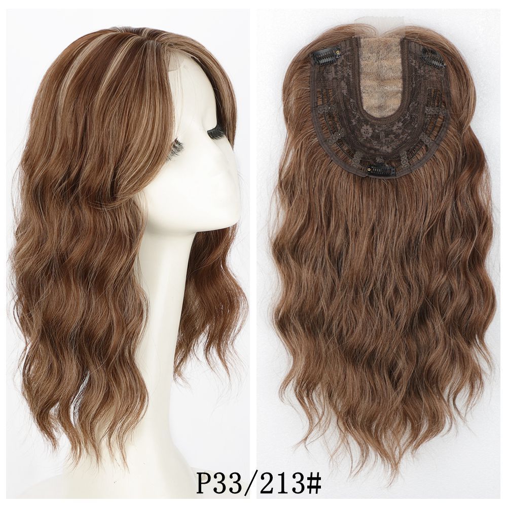 16 inch Wavy Synthetic  Hair Toppers With Bangs Hair Topper With Bangs Clip In Synthetic Hair Pieces For Women