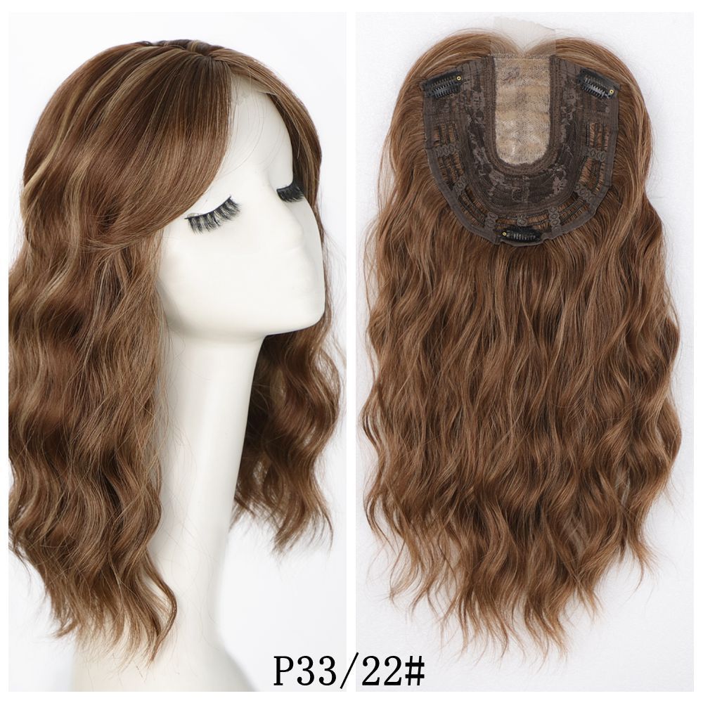 16 inch Wavy Synthetic  Hair Toppers With Bangs Hair Topper With Bangs Clip In Synthetic Hair Pieces For Women