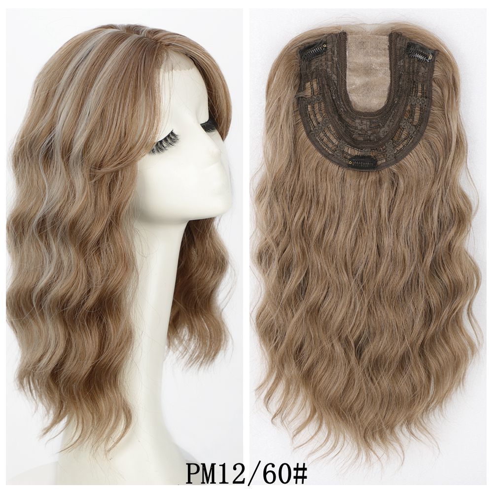 16 inch Wavy Synthetic  Hair Toppers With Bangs Hair Topper With Bangs Clip In Synthetic Hair Pieces For Women