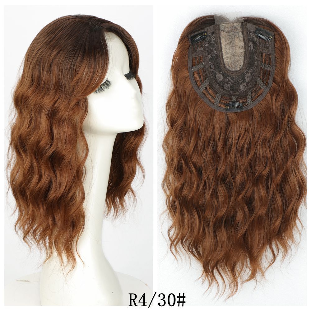 16 inch Wavy Synthetic  Hair Toppers With Bangs Hair Topper With Bangs Clip In Synthetic Hair Pieces For Women