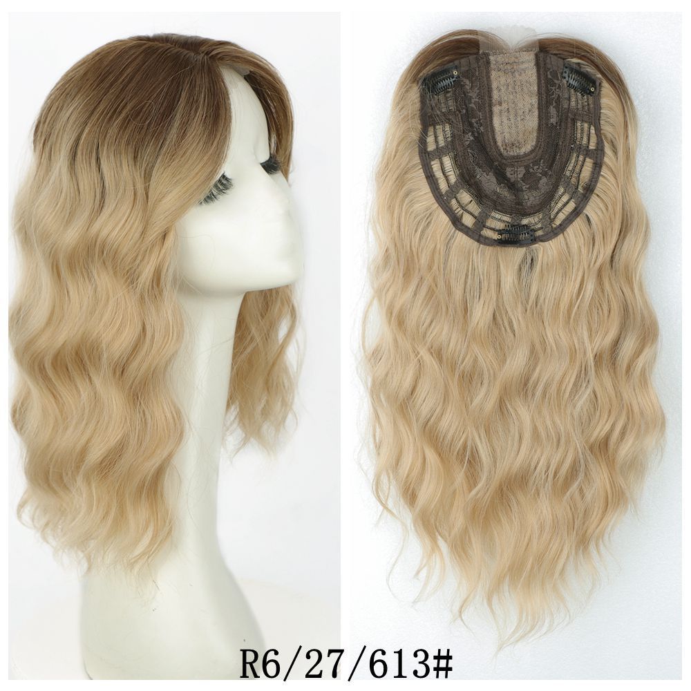 16 inch Wavy Synthetic  Hair Toppers With Bangs Hair Topper With Bangs Clip In Synthetic Hair Pieces For Women