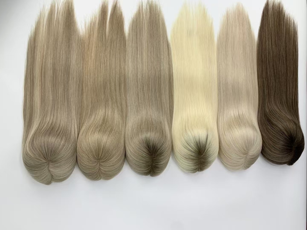 3*5 Mono lace base topper Hand tied Monofilament Cuticle Aligned PU women toupee Virgin Human hair Natural black Color