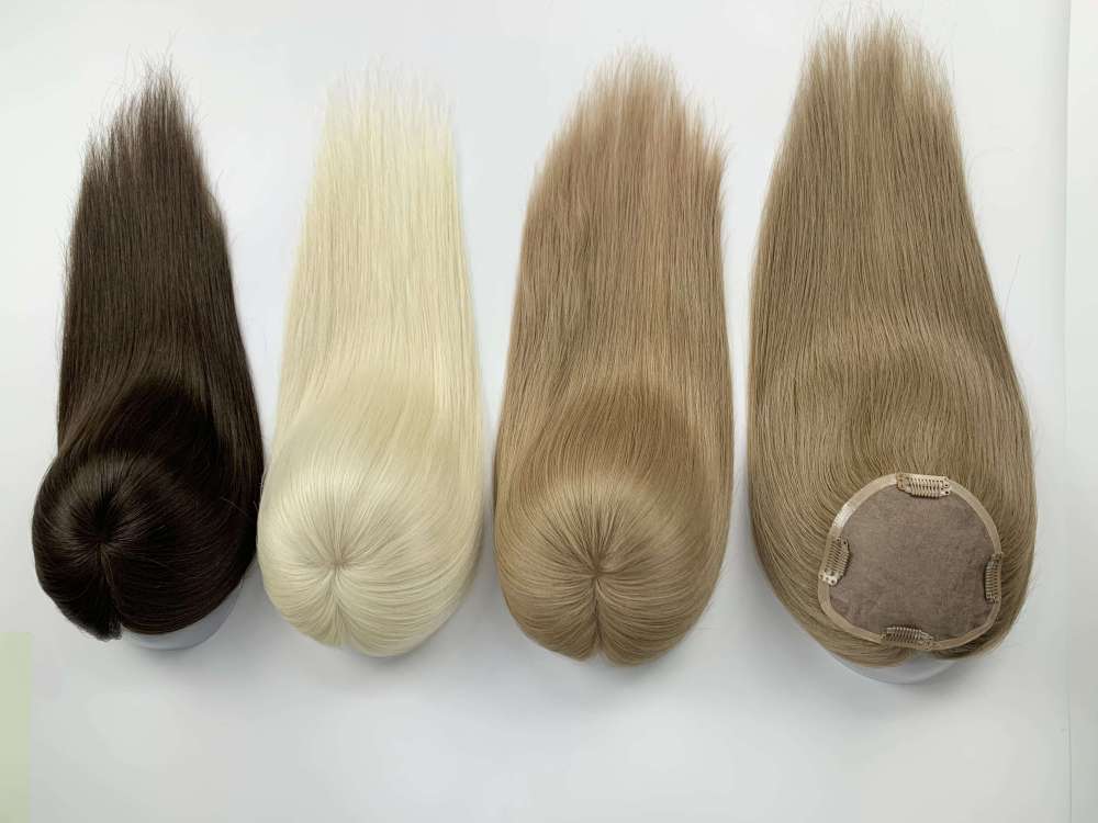 14 inch Human Hair Topper Clips Women Toupee Mono Base Virgin Human Hair 5''x5'' Monofilament Toppers For Women