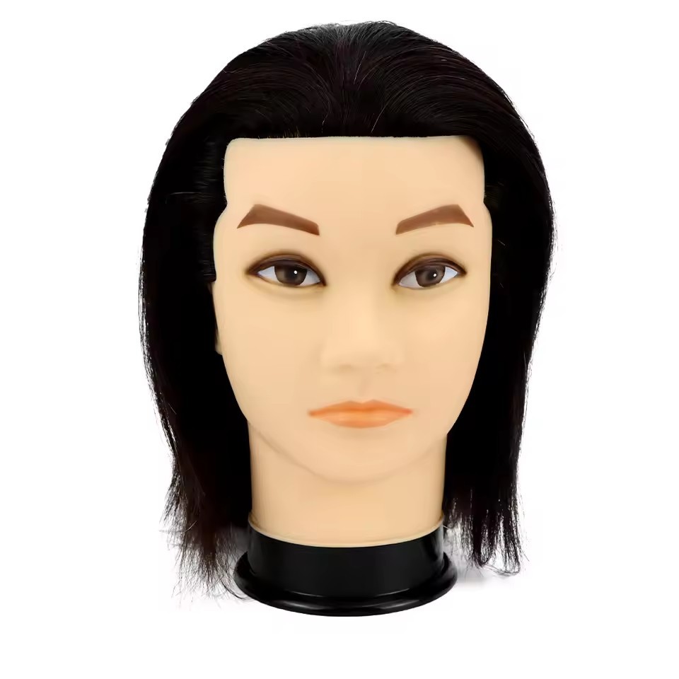 Male Real Human Hair Mannequin Practice Training Head With Beard For Cutting Hairdressing Manikin Head For Beauty School