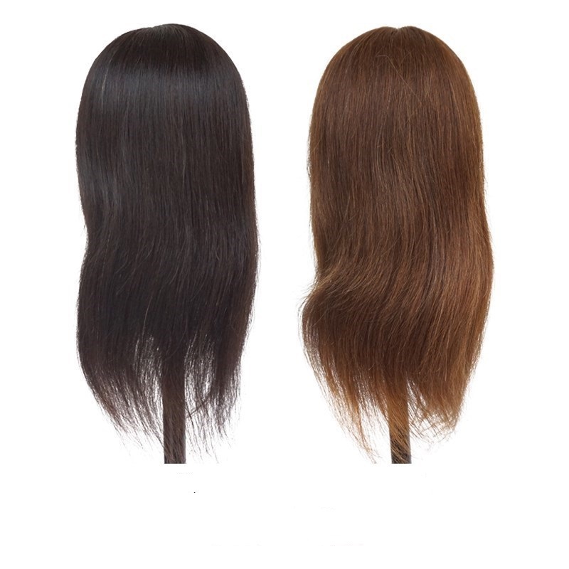 100% Human Hair Mannequin Head Natural Black Color Practice Training Model For Hairdresser Professional Can Be Ironed and Dyed