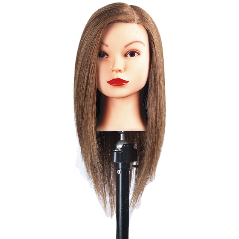 100% Human Hair Mannequin Head Natural Black Color Practice Training Model For Hairdresser Professional Can Be Ironed and Dyed