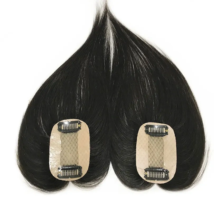 5x8cm Human Hair Women Toppers Natural 2 Clips Silky Straight Human Hair Topper Piece