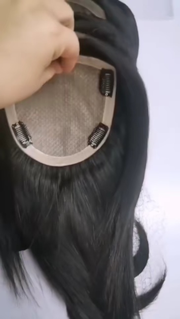 13x15cm Silk Base Human Hair Topper Women Full Size Hand Tied Silk Top Toupee Free Part Remy Hair Piece System with Clips