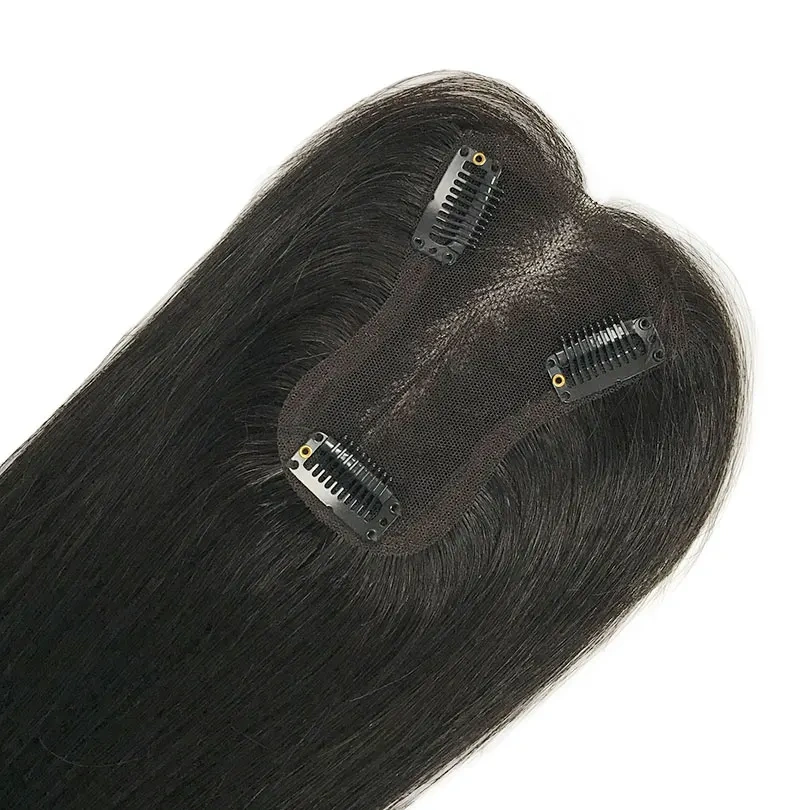 9x10 cm Lace Women Topper 10inch Straight Human Hair Topper Piece with 3 Clips Natural Color Brown Color