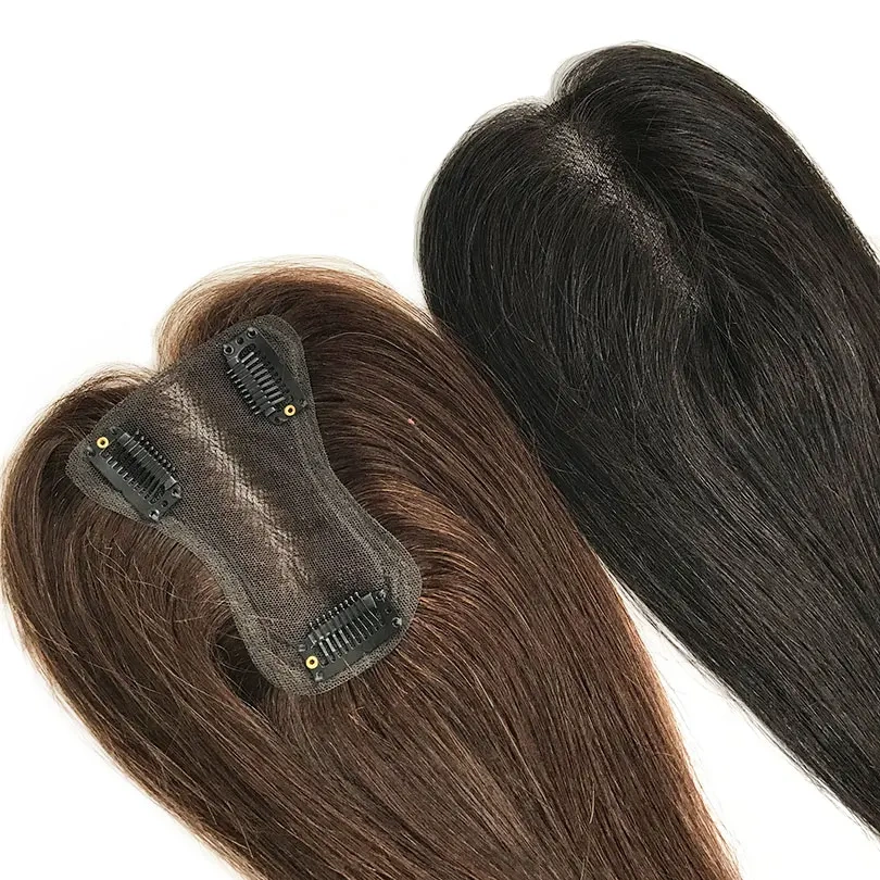 9x10 cm Lace Women Topper 10inch Straight Human Hair Topper Piece with 3 Clips Natural Color Brown Color