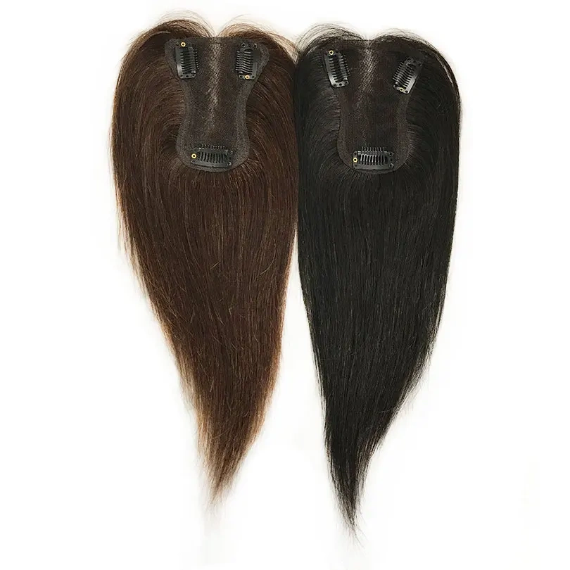 9x10 cm Lace Women Topper 10inch Straight Human Hair Topper Piece with 3 Clips Natural Color Brown Color