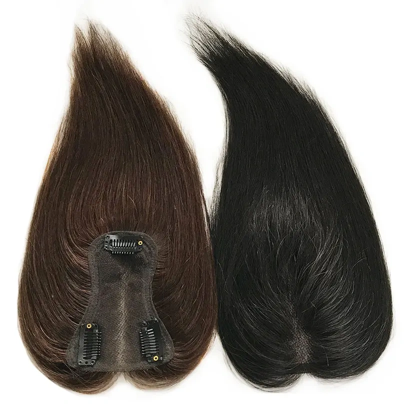9x10 cm Lace Women Topper 10inch Straight Human Hair Topper Piece with 3 Clips Natural Color Brown Color