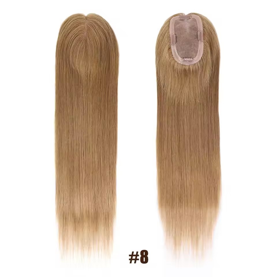 3x5 inch Human Hair Toppers for Women Straight Clip In Remy Hair Extensions Mono Base Topper Hairpiece for Thin Hair