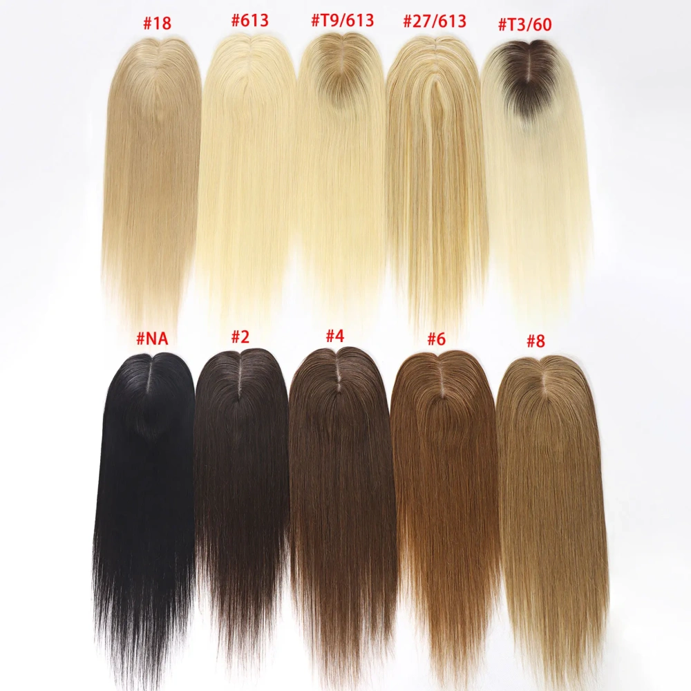 3x5 inch Human Hair Toppers for Women Straight Clip In Remy Hair Extensions Mono Base Topper Hairpiece for Thin Hair