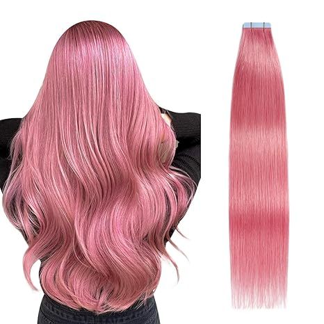Pink Color Tape in Extensions for Women 100grams Straight Seamless Skin Weft Real Remy Human Hair Extensions