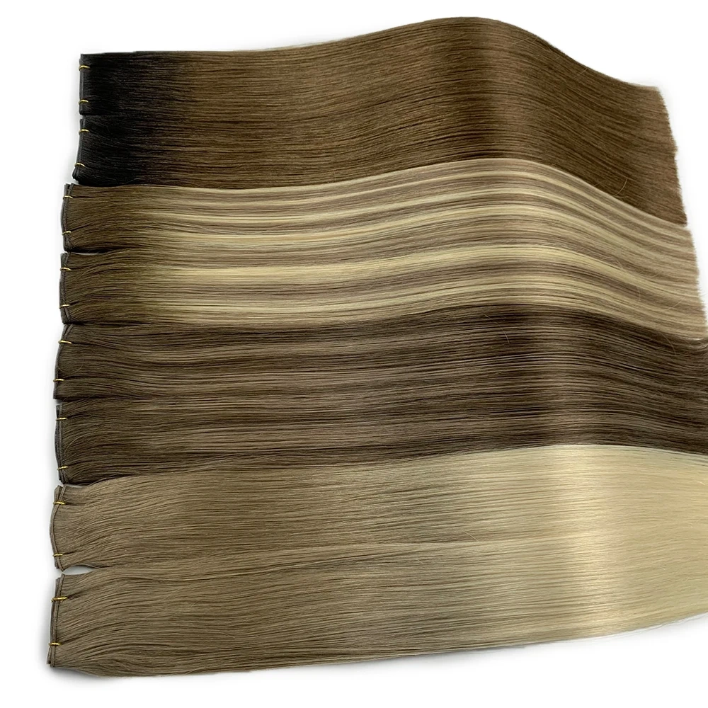 Ash Brown #8  Virgin Remy Human Hair Genius Weft  100g Hair Bundles Extensions Virgin Hair Genius Weft Hair Extensions