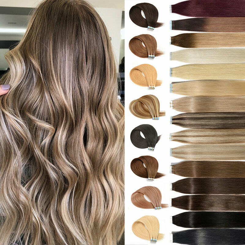 10A Light Brown #8 Straight Tape In Hair Extensions  Remy Hair Extensions Tape In 100g Per Pack Seamless tape hair extensions 16-26Inch