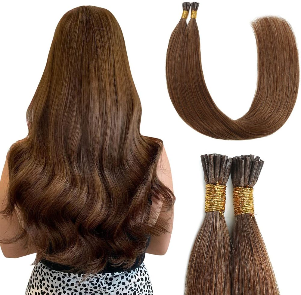 Medium Brown #6 Flat Tip Remy Human Hair Extensions  100g Pre Bonded Keratin Fusion100% Human Hair Extensions