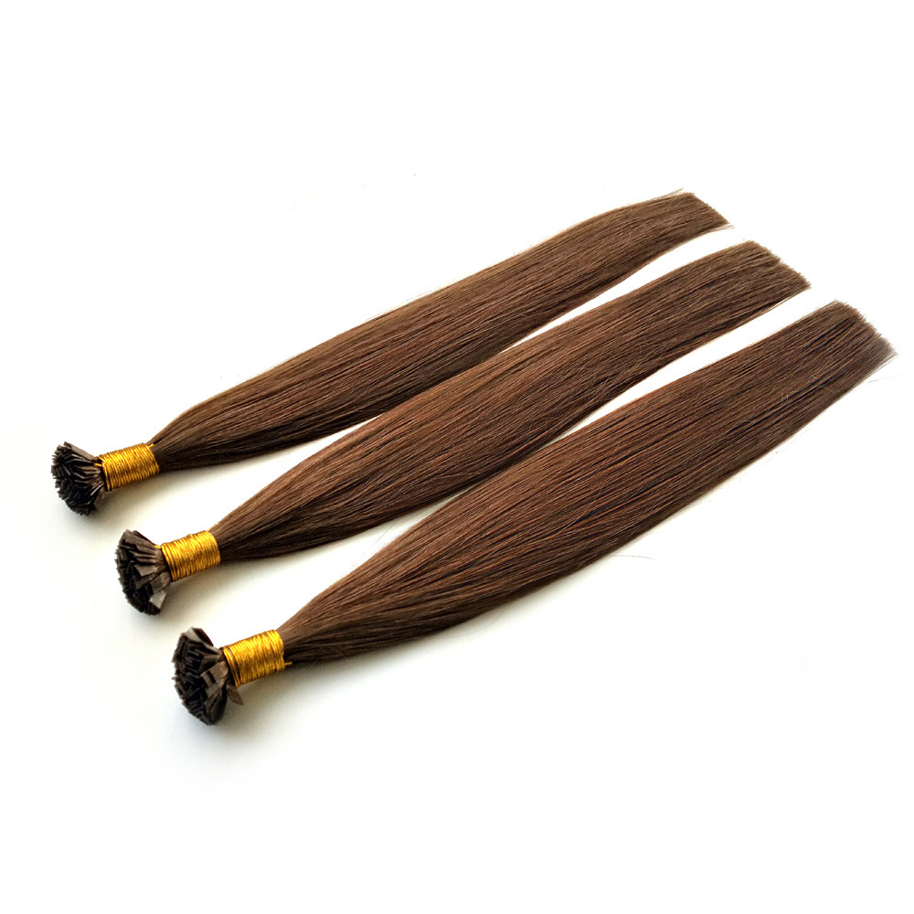 Medium Brown #6 Flat Tip Remy Human Hair Extensions  100g Pre Bonded Keratin Fusion100% Human Hair Extensions