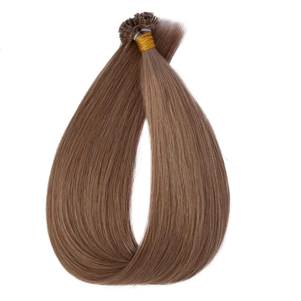 Light Brown #10  Flat Tip Hair Extensions 100g Virgin Remy Human Hair Real Human Fusion Hair Extensions 12 -30inch
