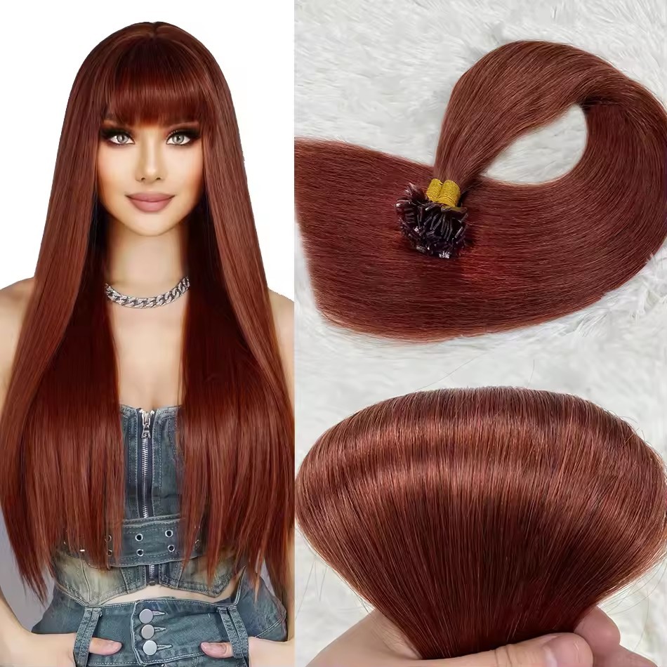 Copper Red #33Flat Tip Hair Extensions 100g Virgin Remy Human Hair Real Human Fusion Hair Extensions 12 -30inch