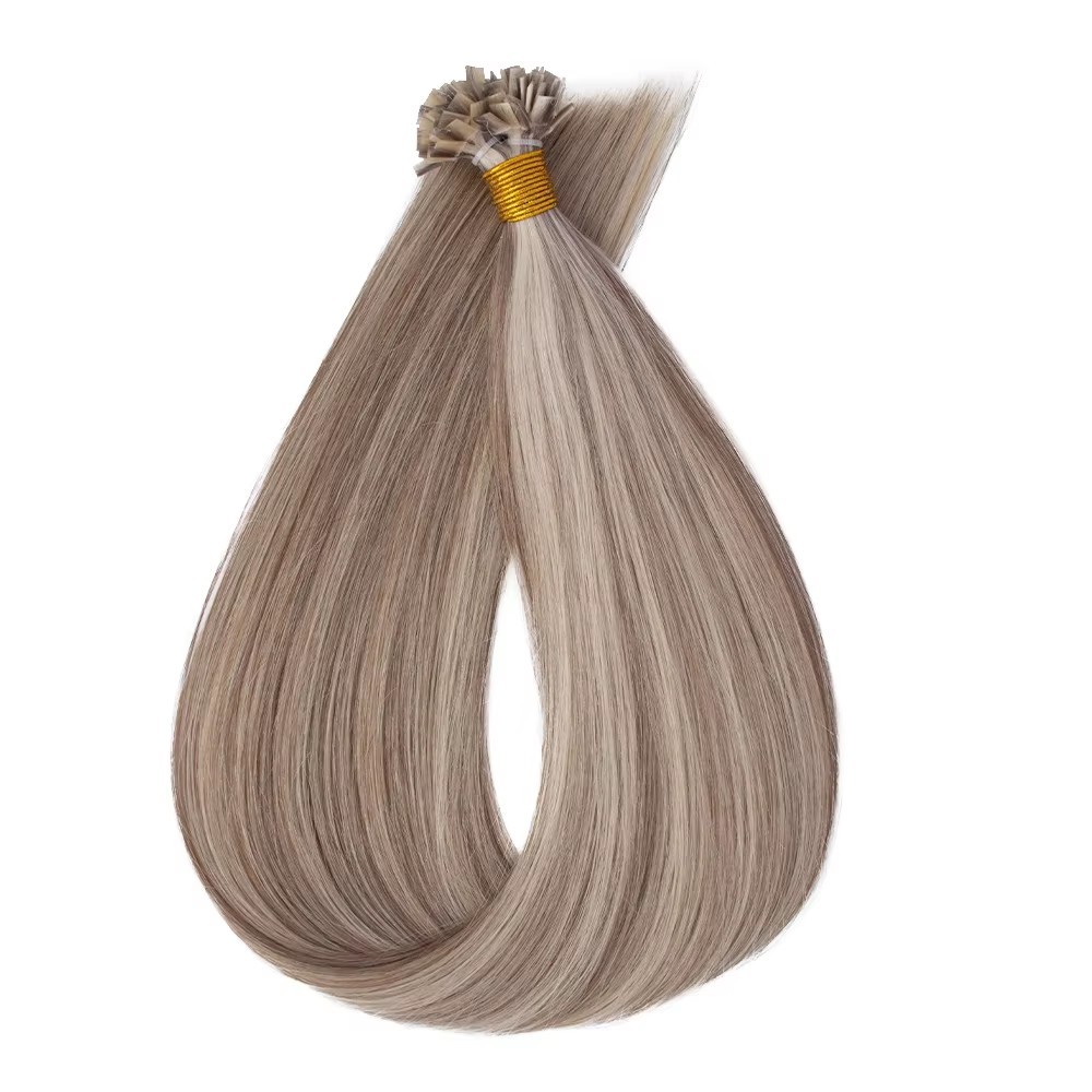 Light Brown #14  Full Shine  Keartin Capsule Hair Extensions Flat Tip Hair Extensions Remy Human Hair Extensions Fusion Piano Color