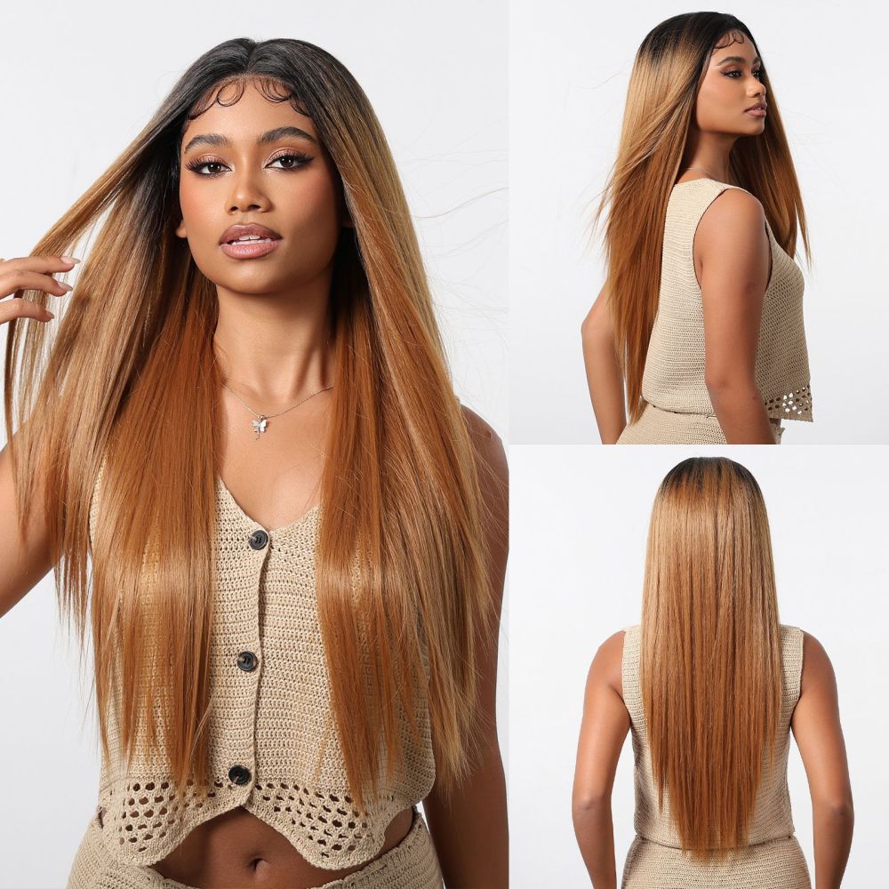 2025  Synthetic 13x6 Lace Wigs Long Wavy Hair BLonde Ombre Wigs Daily Use Party Wig for White Women  Japanese Futura Wigs
