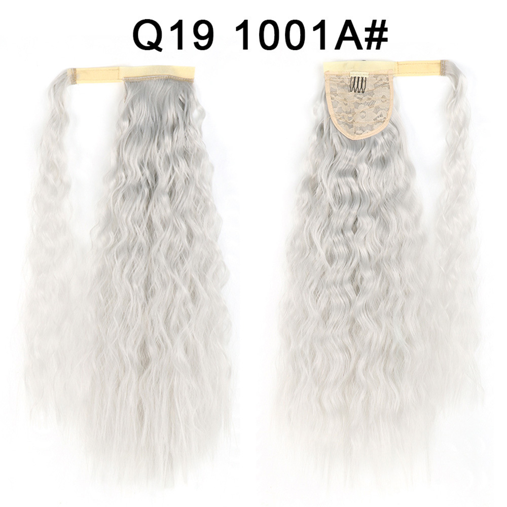 Synthetic Corn Wave Ponytail Extension Clip in Long Wavy Curly Wrap Around Pony Tail Heat Resistant Hairpiece for Women