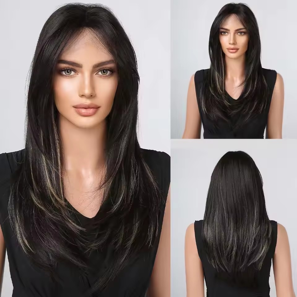 White Platinum Blonde Lace Front Synthetic Wigs Long Straight Lace Hair Wig for  Women Cosplay Daily Heat Resistant Hair