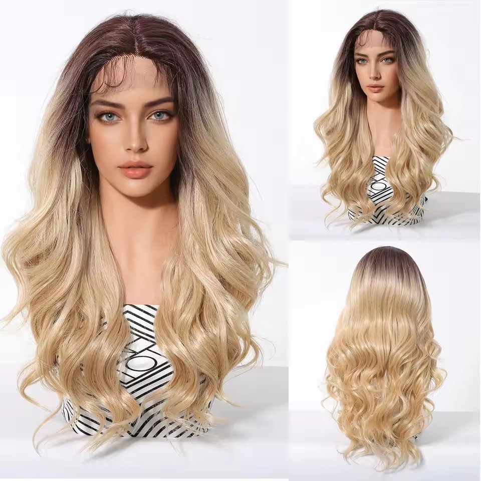 Brown Lace Front Wig Synthetic Long Wavy Wigs for Women Body Wave Lace Wig Natural High Density Heat Resistant Wig