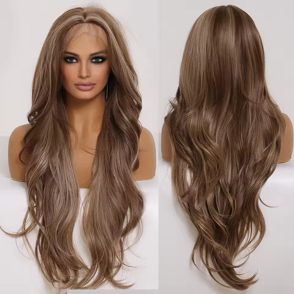 Natural Wave  Black Lace Front Wig Synthetic For  Women Body Wave Lace Wig Natural High Density Heat Resistant Wig