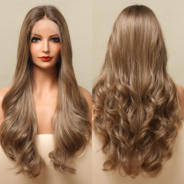Natural Wave  Black Lace Front Wig Synthetic For  Women Body Wave Lace Wig Natural High Density Heat Resistant Wig