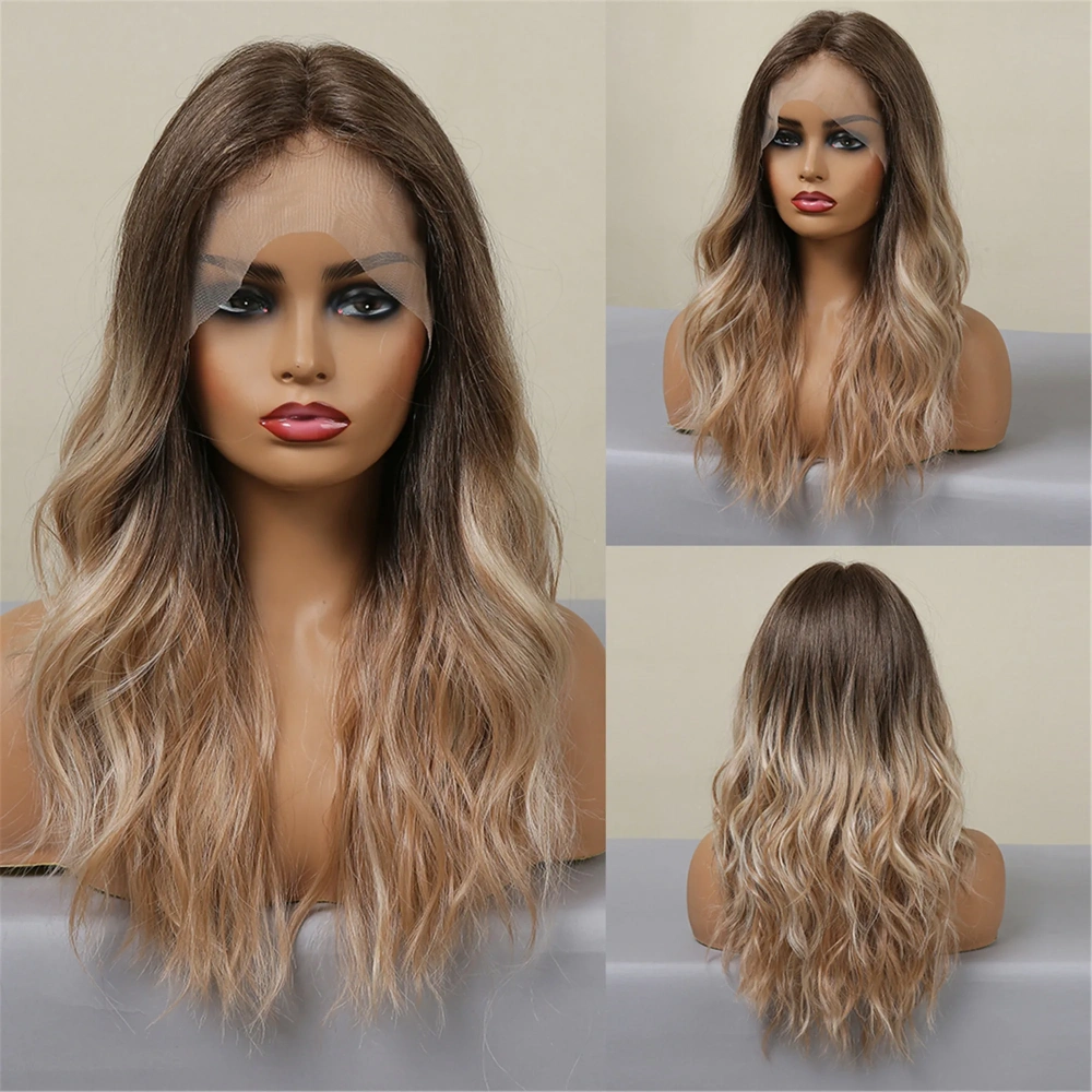 Natural Wave  Black Lace Front Wig Synthetic For  Women Body Wave Lace Wig Natural High Density Heat Resistant Wig