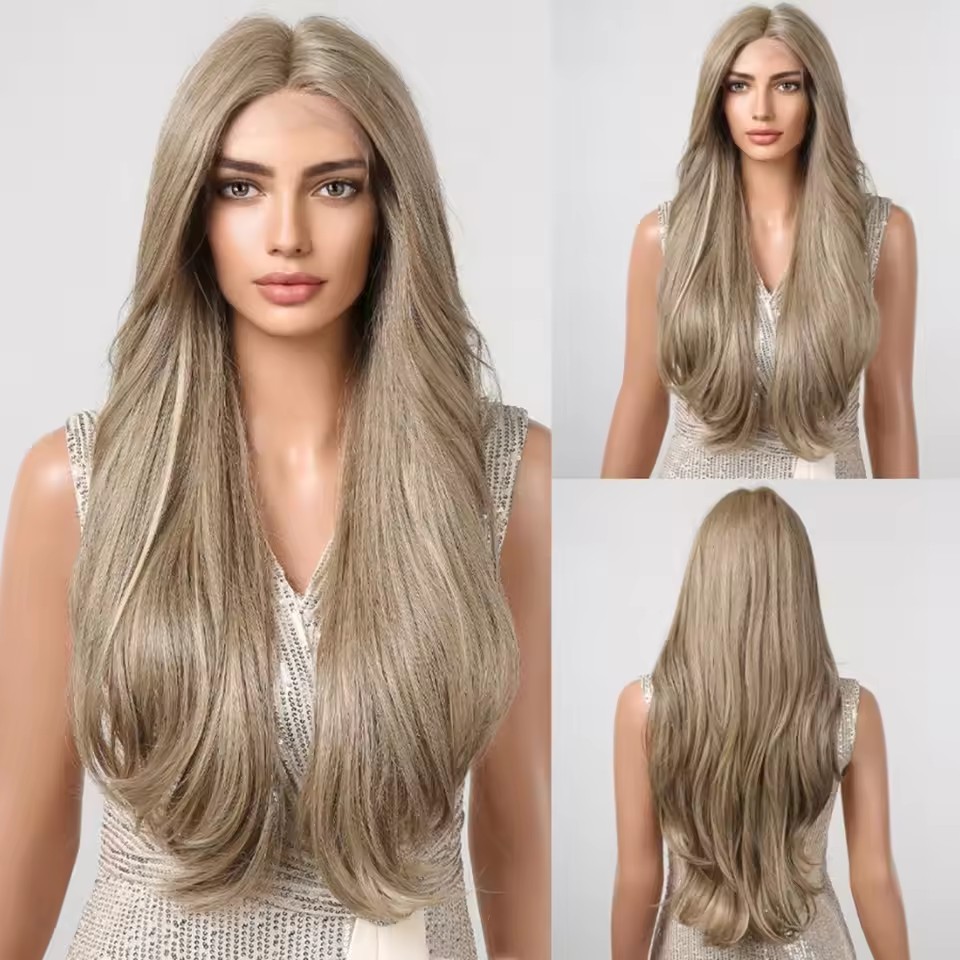 Natural Wave  Black Lace Front Wig Synthetic For  Women Body Wave Lace Wig Natural High Density Heat Resistant Wig