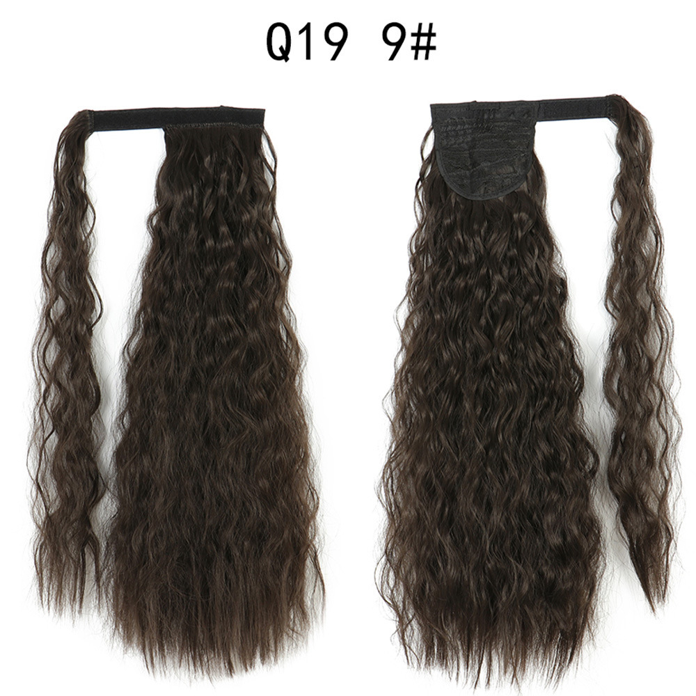 Synthetic Corn Wave Ponytail Extension Clip in Long Wavy Curly Wrap Around Pony Tail Heat Resistant Hairpiece for Women