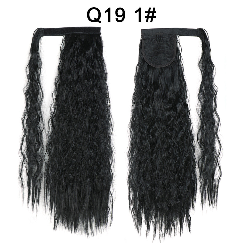 Synthetic Corn Wave Ponytail Extension Clip in Long Wavy Curly Wrap Around Pony Tail Heat Resistant Hairpiece for Women