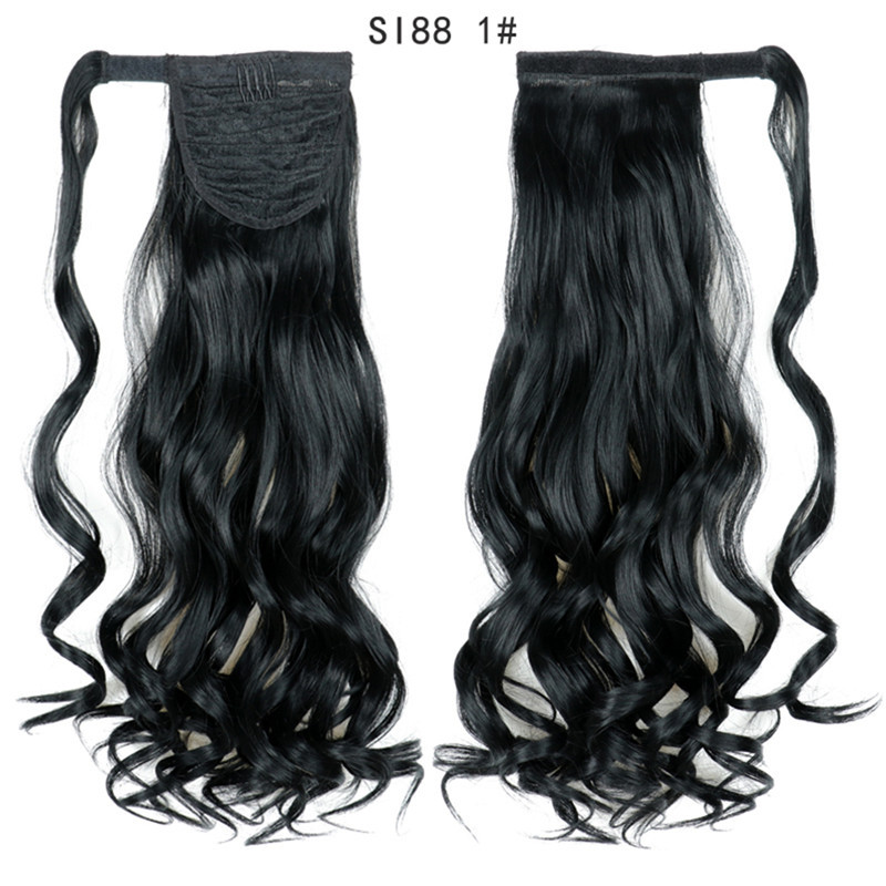 Long Wave Magic Paste Ponytails 22 inch Synthetic Curly Wavy Ponytail Wrap Around Clip in Hair Extension for Women